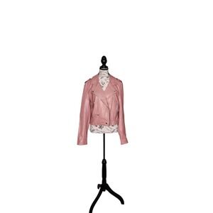 G by Guess Pink Faux Leather Moto Jacket | Women's Size L
